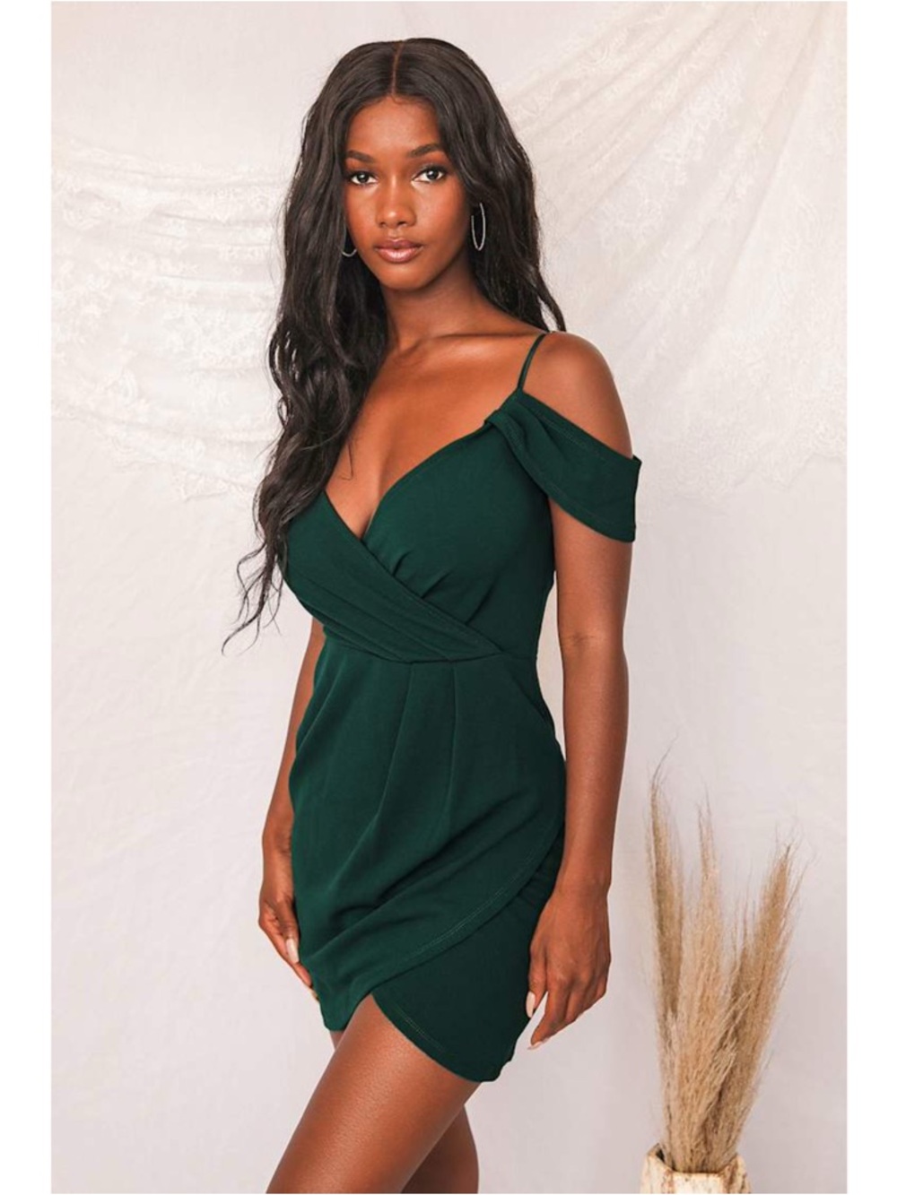 Lulus Love So Sweet Off Shoulder Bodycon Mini Dress Green L